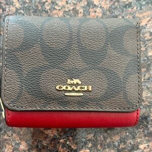 Coach Brown and Red Leather Wallet